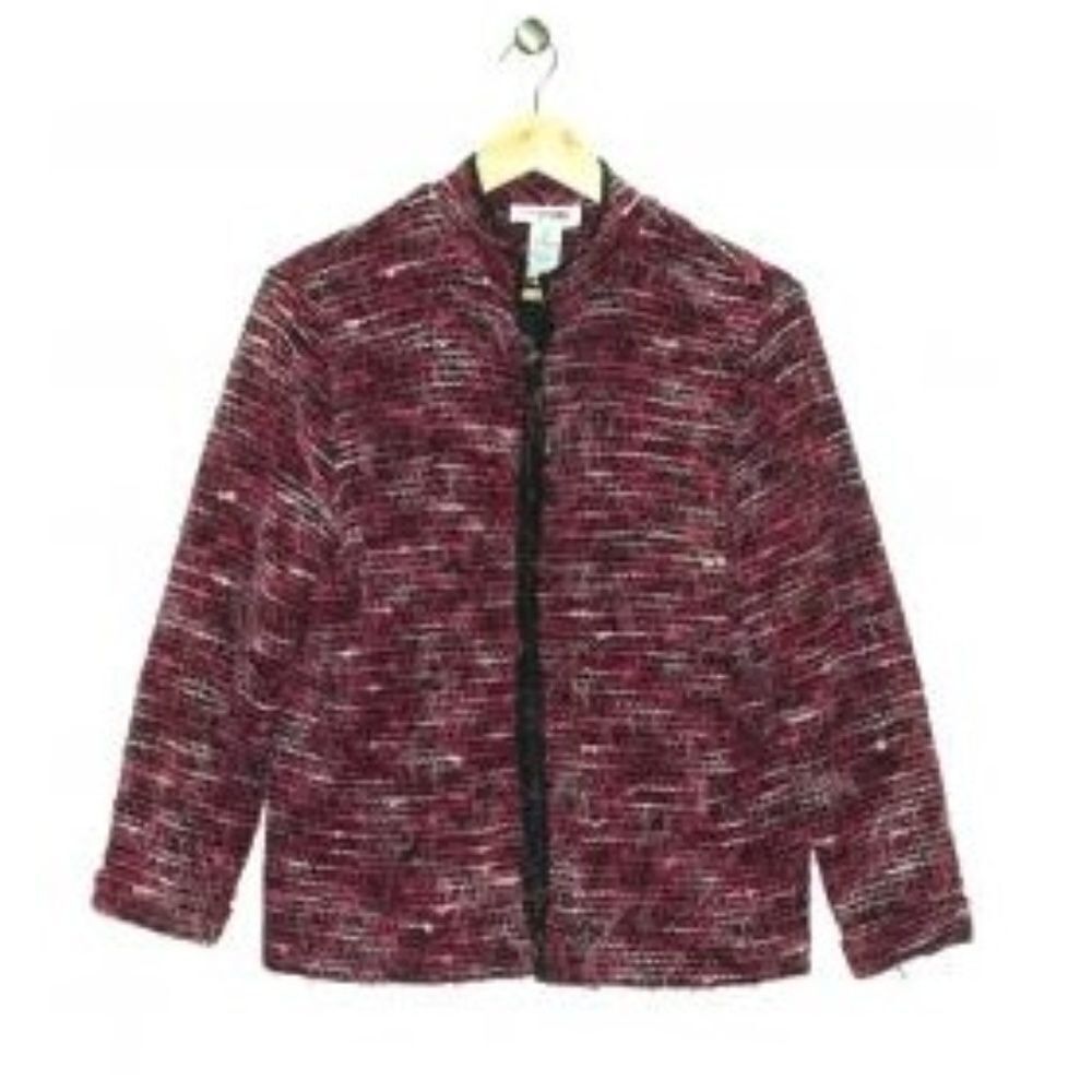 Easy Spirit Black Pink Fuzzy Open Jacket Sz. M